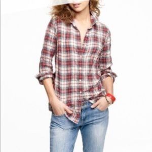 Jcrew tartan crinkle perfect shirt